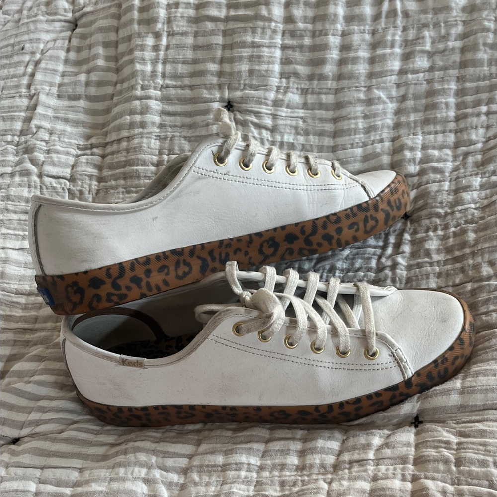 Keds White Sneakers with Leopard Print Sole